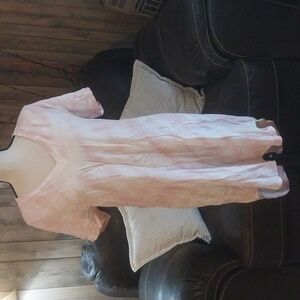 Anthropologie Cloth & Stone Pink White HiLo Hem Tshirt Dress Size Large